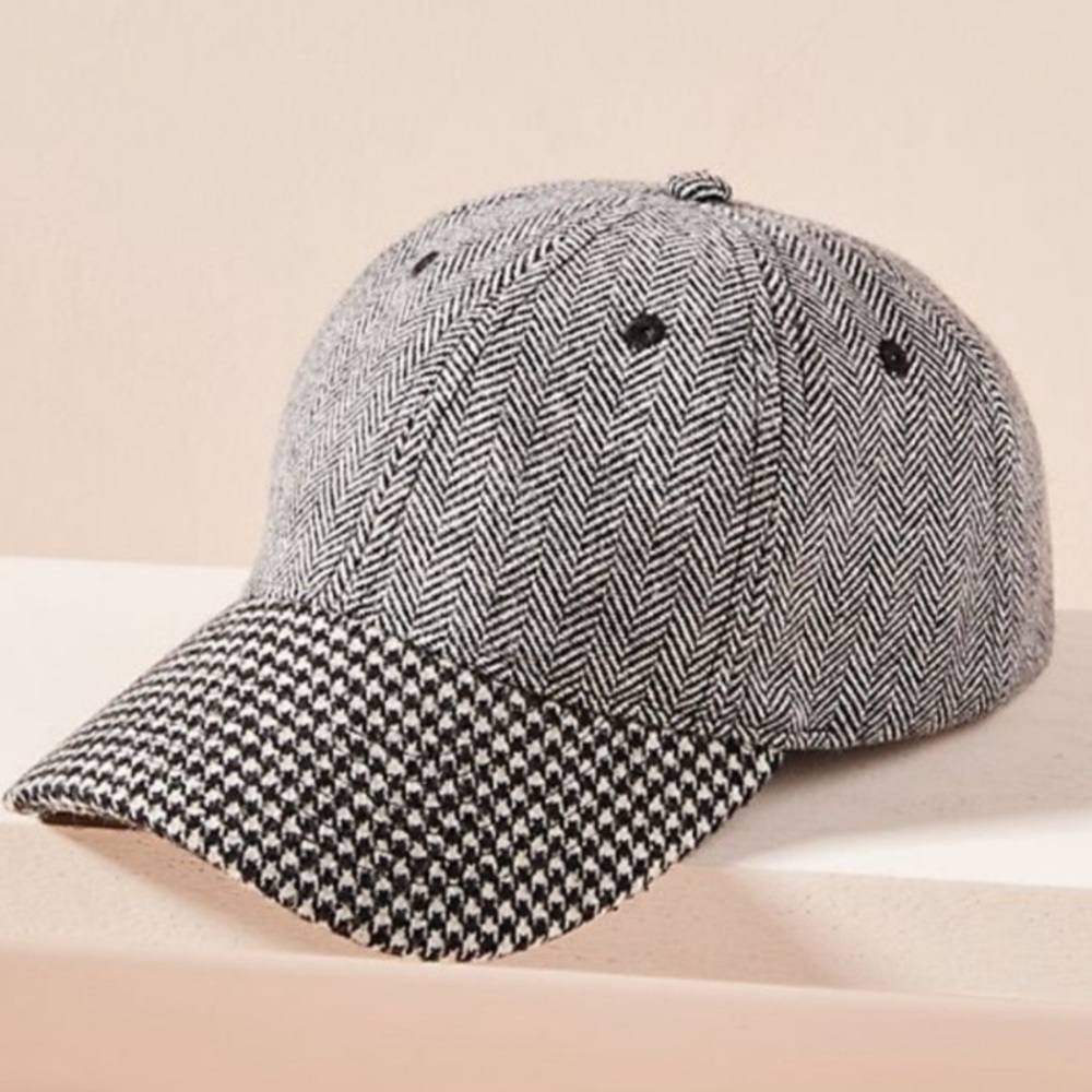 🆕NWT Anthropologie Herringbone & Houndstooth Cap